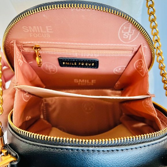 NWT Smile Focus Celestial Eye Embroidered Black Leather Crossbody Luxury Handbag - Picture 13 of 16